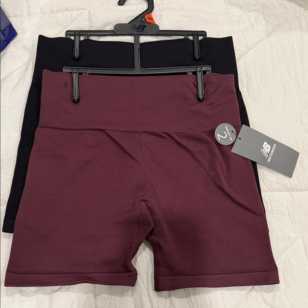 New Balance Women's Bike Shorts - Black and Burgundy